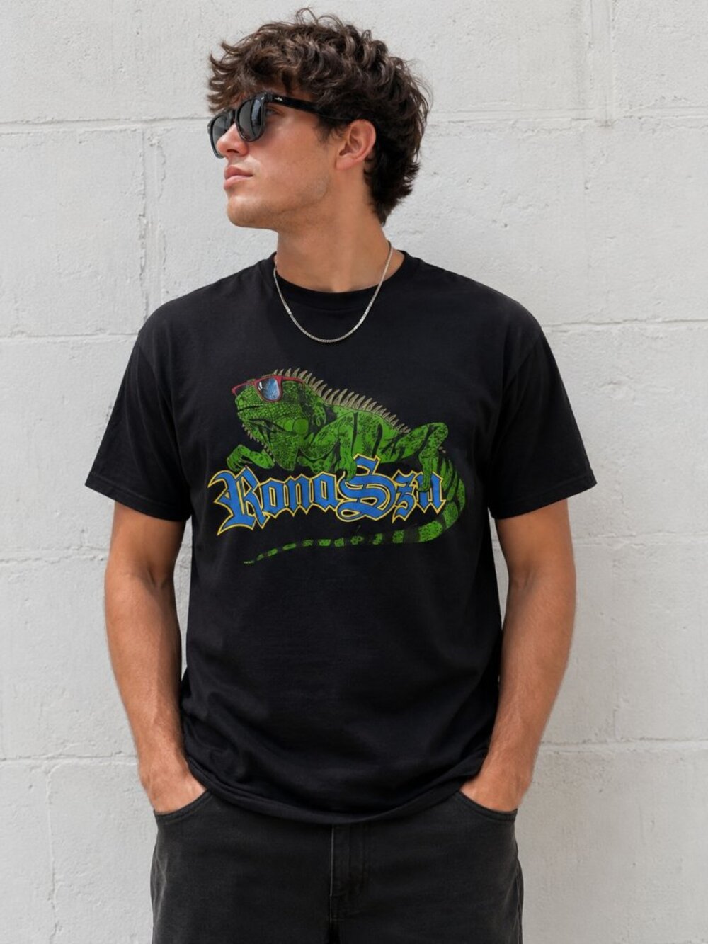 Full Send Black Graphic Tee Iguana "Rona Szn" Print Size Medium M